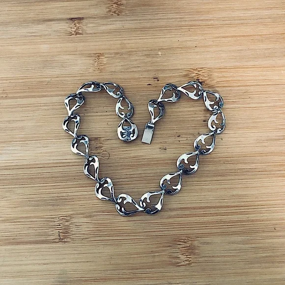 $248 Designer Sterling Estate Necklace 42 Grams Marked EAC 925 STERLING TAXCO - Picture 2 of 7